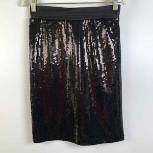 BB Dakota Small Knee Length Sequins Black Pencil Skirt